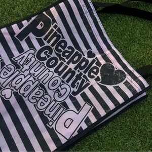 Striped Tote Bag with Heart Design pineapple county emo grunge vibe